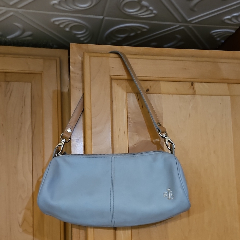 Lauren Ralph Lauren Blue and Tan Shoulder Bag